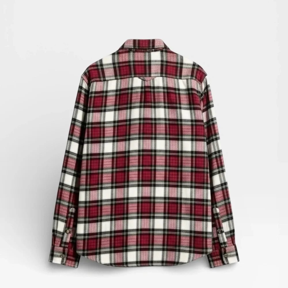 Eddie Bauer Burgundy Red and Black Plaid Shirt - Picture 8 of 8